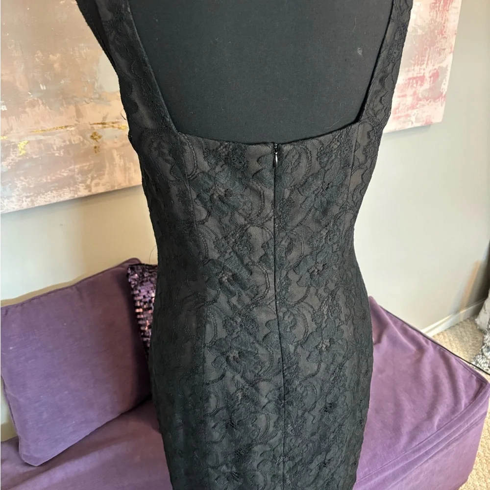 Jones New York Vintage  Elegant Black Dress‎ Lace Overlay Size 8 - Picture 8 of 10
